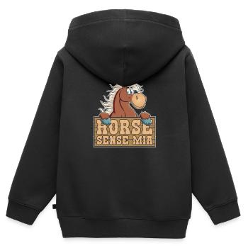 Pferd Reitsport - Kinder Premium Organic Zip Hoodie - Schwarz - Hinten - AI Model Kid Male (0cm)