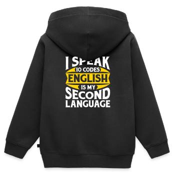 Centre d’opérations du centre de contrôle des appels d’urgence - Sweat Premium à capuche zippé enfant bio - noir - Dos - AI Model Kid Male (0cm)