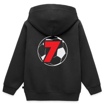 7. Geburtstag 7 Jahre Fußball Fußballspieler - Kinder Premium Organic Zip Hoodie - Schwarz - Hinten - AI Model Kid Male (0cm)