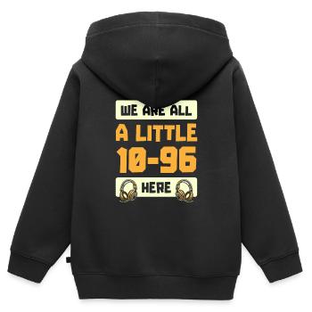 Centre d’opérations du centre de contrôle des appels d’urgence - Sweat Premium à capuche zippé enfant bio - noir - Dos - AI Model Kid Male (0cm)