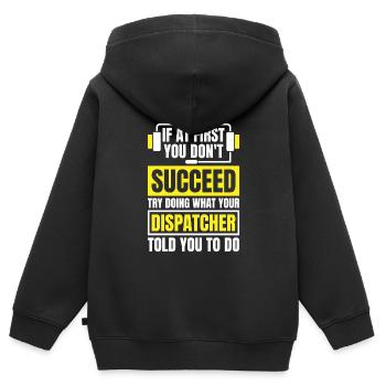 Centre d’opérations du centre de contrôle des appels d’urgence - Sweat Premium à capuche zippé enfant bio - noir - Dos - AI Model Kid Male (0cm)