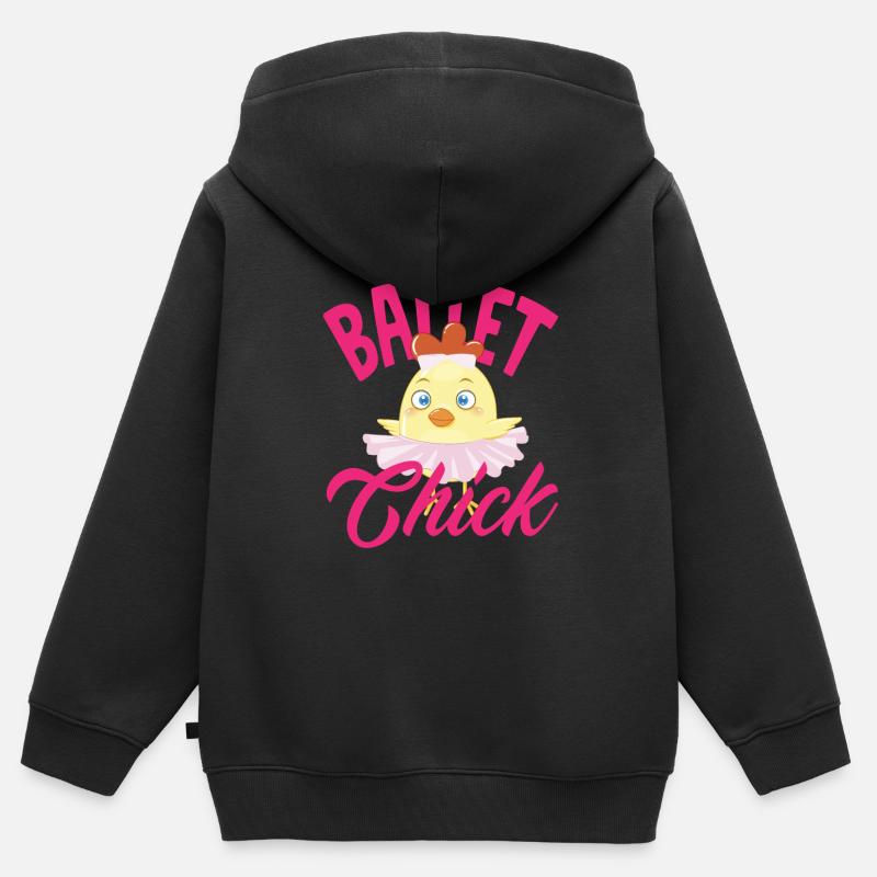 Cadeau de danseuse de ballet ballerine mignonne - Sweat Premium à capuche zippé enfant bio - noir