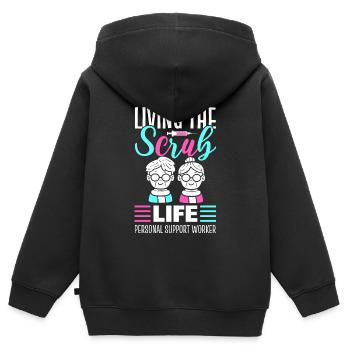 Lustige Altenpflege Persönlicher Pflegehelfer - Kinder Premium Organic Zip Hoodie - Schwarz - Hinten - AI Model Kid Male (0cm)