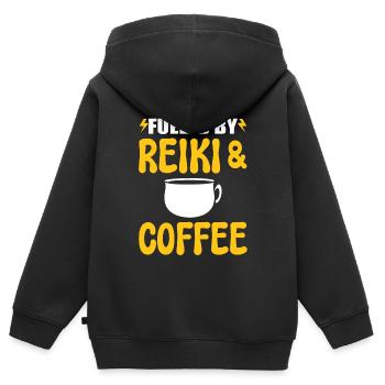 Reiki und Kaffee Kaffeeliebhaber - Kinder Premium Organic Zip Hoodie - Schwarz - Hinten - AI Model Kid Male (0cm)