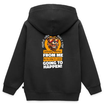 Bär Braunbär - Kinder Premium Organic Zip Hoodie - Schwarz - Hinten - AI Model Kid Male (0cm)