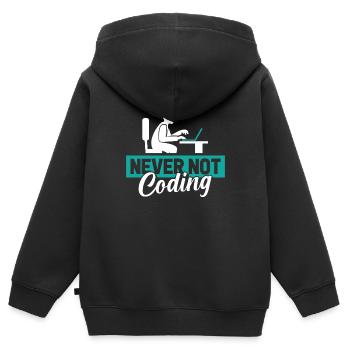 Développeur, Codeur, Programmeur - Sweat Premium à capuche zippé enfant bio - noir - Dos - AI Model Kid Male (0cm)