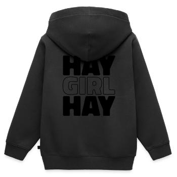 Pferd Reitsport - Kinder Premium Organic Zip Hoodie - Schwarz - Hinten - AI Model Kid Male (0cm)