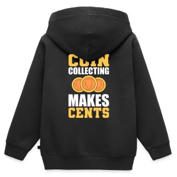 Coin Collecting Makes Cents Münzsammler - Kinder Premium Organic Zip Hoodie - Schwarz - Hinten - AI Model Kid Male (0cm)