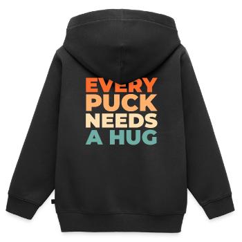 Eishockey Torwart Torwart Puck - Kinder Premium Organic Zip Hoodie - Schwarz - Hinten - AI Model Kid Male (0cm)