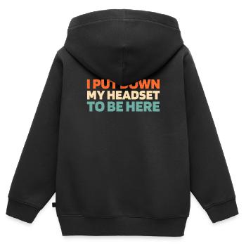 Centre d’opérations du centre de contrôle des appels d’urgence - Sweat Premium à capuche zippé enfant bio - noir - Dos - AI Model Kid Male (0cm)