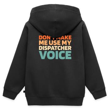 Centre d’opérations du centre de contrôle des appels d’urgence - Sweat Premium à capuche zippé enfant bio - noir - Dos - AI Model Kid Male (0cm)