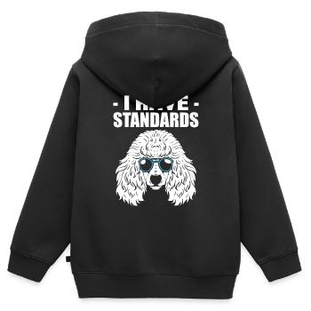 I Have Standards Hundewanderer - Kinder Premium Organic Zip Hoodie - Schwarz - Hinten - AI Model Kid Male (0cm)