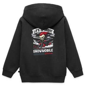 Schneemobil Motorschlitten - Kinder Premium Organic Zip Hoodie - Schwarz - Hinten - AI Model Kid Male (0cm)