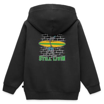 Surfer Surfen - Kinder Premium Organic Zip Hoodie - Schwarz - Hinten - AI Model Kid Male (0cm)