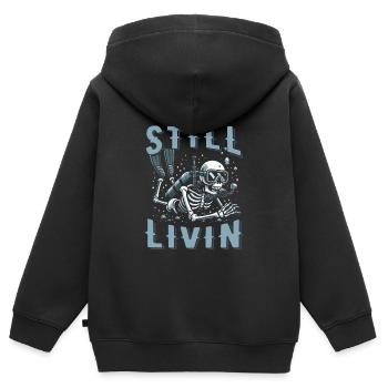 Plongeur Plongeur - Sweat Premium à capuche zippé enfant bio - noir - Dos - AI Model Kid Male (0cm)