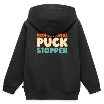 Eishockey Torwart Torwart Puck Hockey Puck - Kinder Premium Organic Zip Hoodie - Schwarz - Hinten - AI Model Kid Male (0cm)