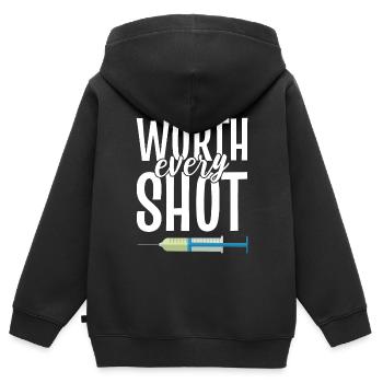 Worth Every Shot Reproduktionsendokrinologe - Kinder Premium Organic Zip Hoodie - Schwarz - Hinten - AI Model Kid Male (0cm)