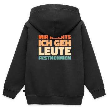 Policier Police - Sweat Premium à capuche zippé enfant bio - noir - Dos - AI Model Kid Male (0cm)