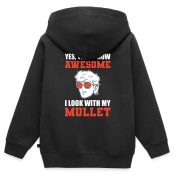 Lustiger Vokuhila-Haarschnitt Friseurrasierer - Kinder Premium Organic Zip Hoodie - Schwarz - Hinten - AI Model Kid Male (0cm)