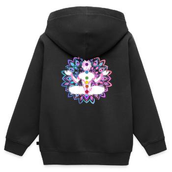 Chakra-Heilung Zen-Praktizierender - Kinder Premium Organic Zip Hoodie - Schwarz - Hinten - AI Model Kid Male (0cm)