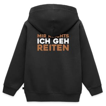 Cheval Équitation J’en ai assez, je vais faire de l’équitation - Sweat Premium à capuche zippé enfant bio - noir - Dos - AI Model Kid Male (0cm)