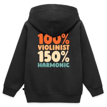 Violon Violon - Sweat Premium à capuche zippé enfant bio - noir - Dos - AI Model Kid Male (0cm)