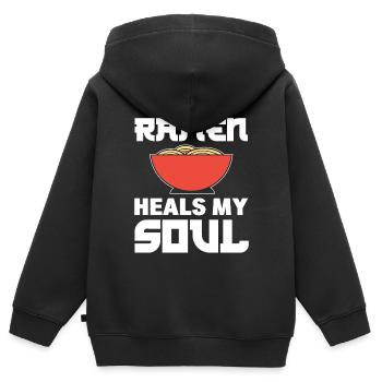 Ramen-Liebhaber Food-Vlogger - Kinder Premium Organic Zip Hoodie - Schwarz - Hinten - AI Model Kid Male (0cm)