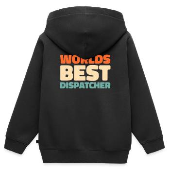 Centre d’opérations du centre de contrôle des appels d’urgence - Sweat Premium à capuche zippé enfant bio - noir - Dos - AI Model Kid Male (0cm)
