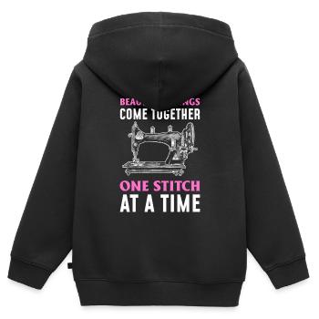 Nähmaschinenliebhaber Schneider - Kinder Premium Organic Zip Hoodie - Schwarz - Hinten - AI Model Kid Male (0cm)