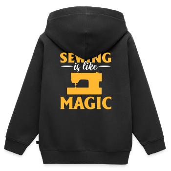 Nähmaschinenliebhaber Schneider - Kinder Premium Organic Zip Hoodie - Schwarz - Hinten - AI Model Kid Male (0cm)
