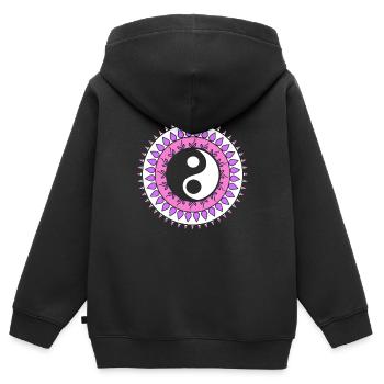 Yin-Yang-Mandala Feng Shui-Berater - Kinder Premium Organic Zip Hoodie - Schwarz - Hinten - AI Model Kid Male (0cm)