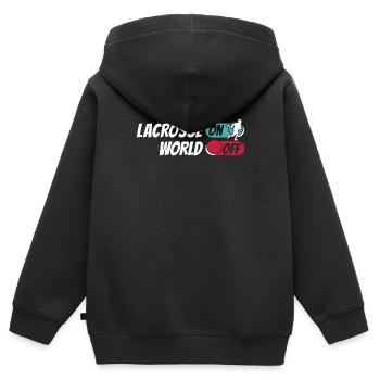 Lacrosse Lacrosse sur World Off - Sweat Premium à capuche zippé enfant bio - noir - Dos - AI Model Kid Male (0cm)