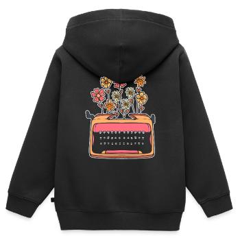 Blumen Vintage Schreibmaschine Erzähler - Kinder Premium Organic Zip Hoodie - Schwarz - Hinten - AI Model Kid Male (0cm)