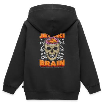 Jet Ski Crâne Jet Ski Cerveau - Sweat Premium à capuche zippé enfant bio - noir - Dos - AI Model Kid Male (0cm)