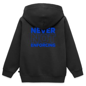 Policier, Police - Sweat Premium à capuche zippé enfant bio - noir - Dos - AI Model Kid Male (0cm)