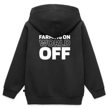 Agriculture agricole sur World Off - Sweat Premium à capuche zippé enfant bio - noir - Dos - AI Model Kid Male (0cm)