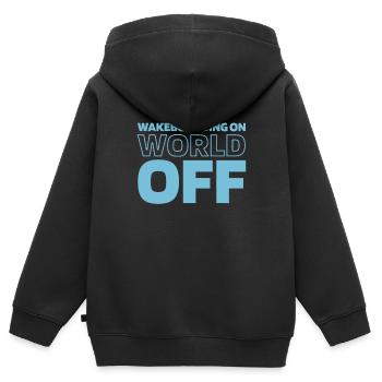 Wakeboard Wakeboarder Wakeboarding On World Off - Sweat Premium à capuche zippé enfant bio - noir - Dos - AI Model Kid Male (0cm)