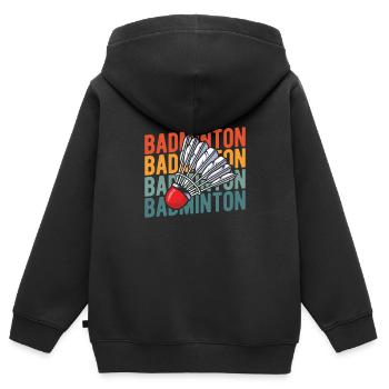 Badminton Federball - Kinder Premium Organic Zip Hoodie - Schwarz - Hinten - AI Model Kid Male (0cm)
