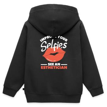 Hautpflege Kosmetikerin Kosmetik - Kinder Premium Organic Zip Hoodie - Schwarz - Hinten - AI Model Kid Male (0cm)
