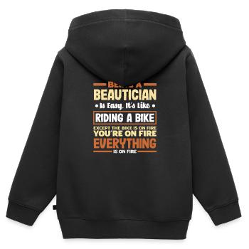 Hautpflege Kosmetikerin Kosmetik - Kinder Premium Organic Zip Hoodie - Schwarz - Hinten - AI Model Kid Male (0cm)