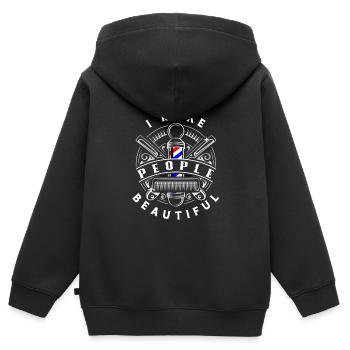 Barber Herren Friseur Frisör - Kinder Premium Organic Zip Hoodie - Schwarz - Hinten - AI Model Kid Male (0cm)