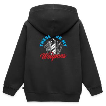 Barber Herren Friseur Frisör - Kinder Premium Organic Zip Hoodie - Schwarz - Hinten - AI Model Kid Male (0cm)