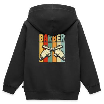 Barber Herren Friseur Frisör - Kinder Premium Organic Zip Hoodie - Schwarz - Hinten - AI Model Kid Male (0cm)