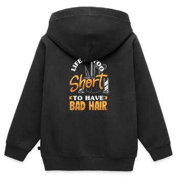 Barber Herren Friseur Frisör - Kinder Premium Organic Zip Hoodie - Schwarz - Hinten - AI Model Kid Male (0cm)