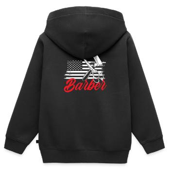 Barber Herren Friseur Frisör - Kinder Premium Organic Zip Hoodie - Schwarz - Hinten - AI Model Kid Male (0cm)