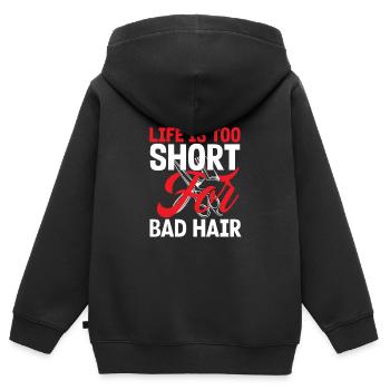 Barber Herren Friseur Frisör - Kinder Premium Organic Zip Hoodie - Schwarz - Hinten - AI Model Kid Male (0cm)