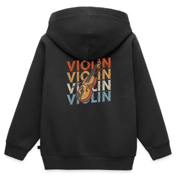 Violon Violon - Sweat Premium à capuche zippé enfant bio - noir - Dos - AI Model Kid Male (0cm)