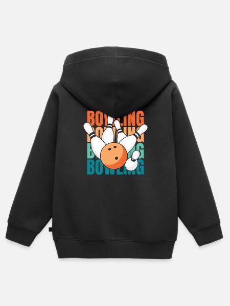 Bowling Bowlen Bowler - Hoodie Premium med dragkedja barn ekologisk - svart