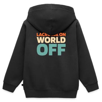 Lacrosse Lacrosse sur World Off - Sweat Premium à capuche zippé enfant bio - noir - Dos - AI Model Kid Male (0cm)