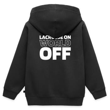 Lacrosse Lacrosse sur World Off - Sweat Premium à capuche zippé enfant bio - noir - Dos - AI Model Kid Male (0cm)